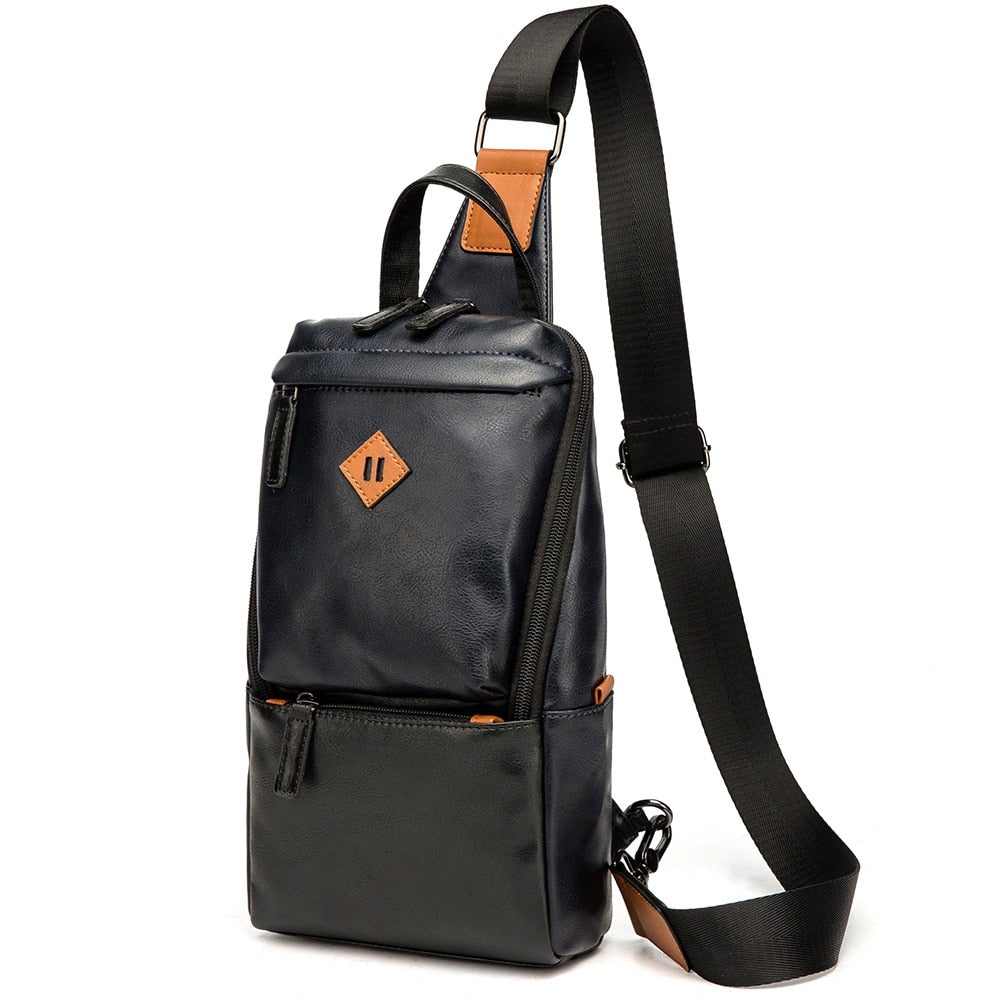 Soft Leather Men's Chest Bag For Hiking Sports