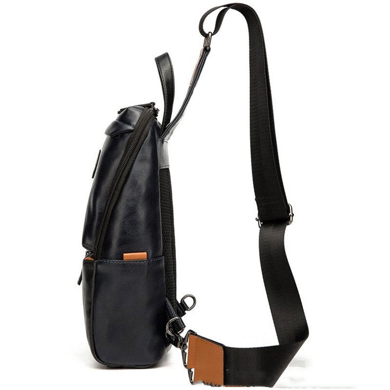Soft Leather Men's Chest Bag For Hiking Sports