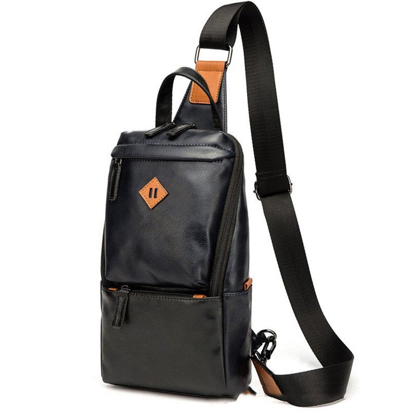 Soft Leather Men's Chest Bag For Hiking Sports
